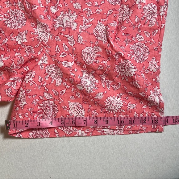 J Crew Pink Floral Linen Blend High Waisted Shorts, Size 4 w/ Front Pockets - Picture 4 of 10
